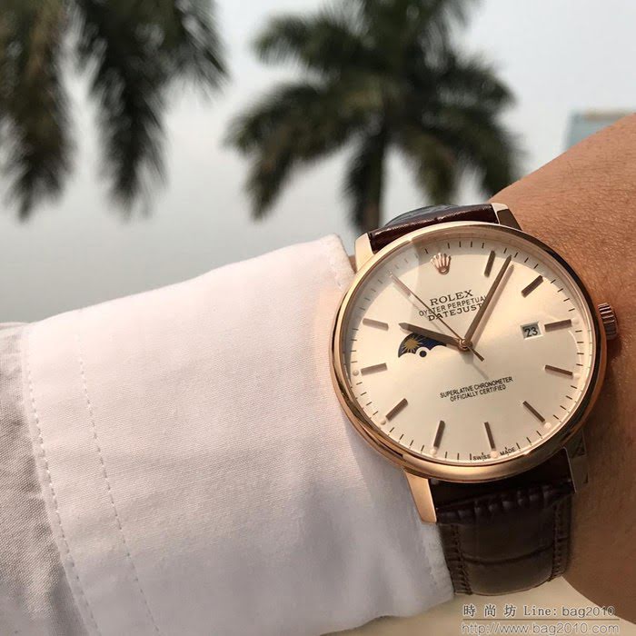 ROLEX勞力士 日月星辰系列 原裝進口8217機芯 5度防水 真月相 男士腕表  wssb3558